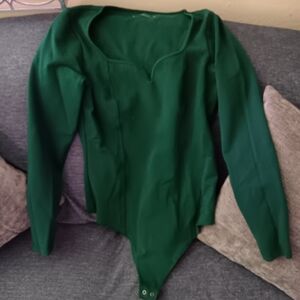 Abercrombie & Fitch Sweetheart Neckline Corset Bodysuit Large Green